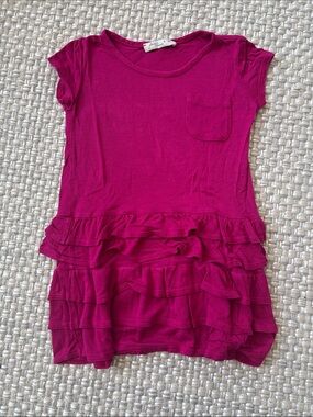 Pinc Premium Fuchsia Ruffle-Hem Girls' Dress